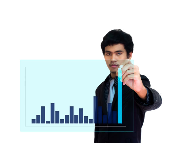 商人和蓝色图表图片下载