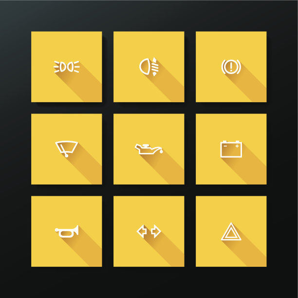 矢量平面汽车仪表板图标设置图片下载