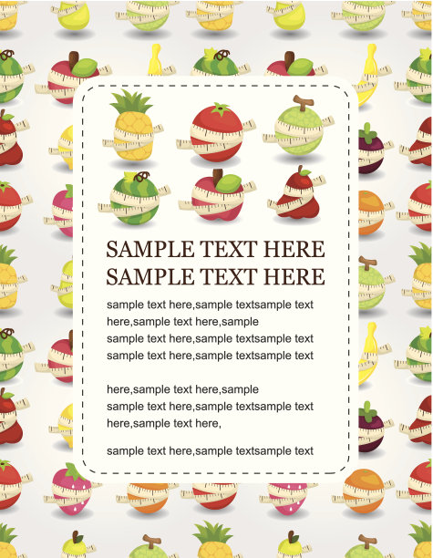 新鲜水果和尺子健康卡图片下载