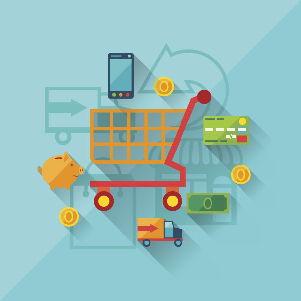 网上购物相关图形的抽象模型设计图片下载