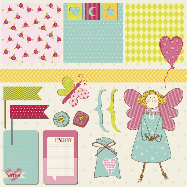 剪贴簿设计元素-宝贝，生日，聚会图片下载