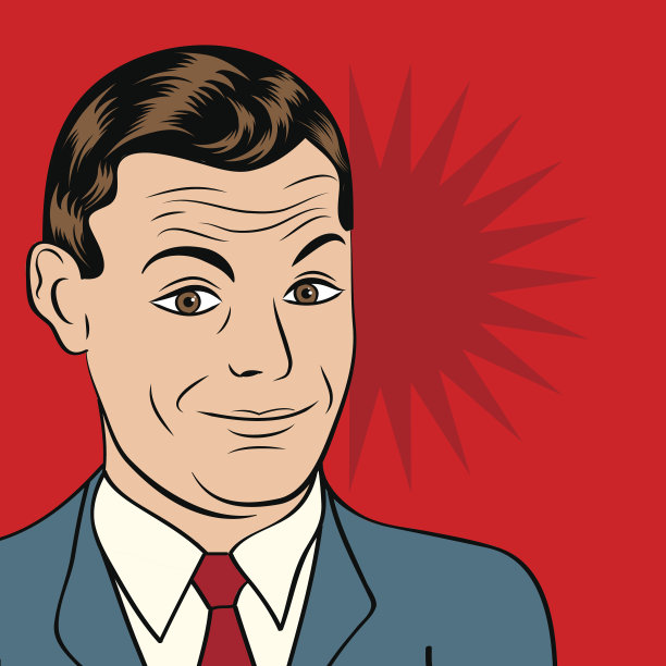 微笑的商人，波普艺术风格插画图片下载