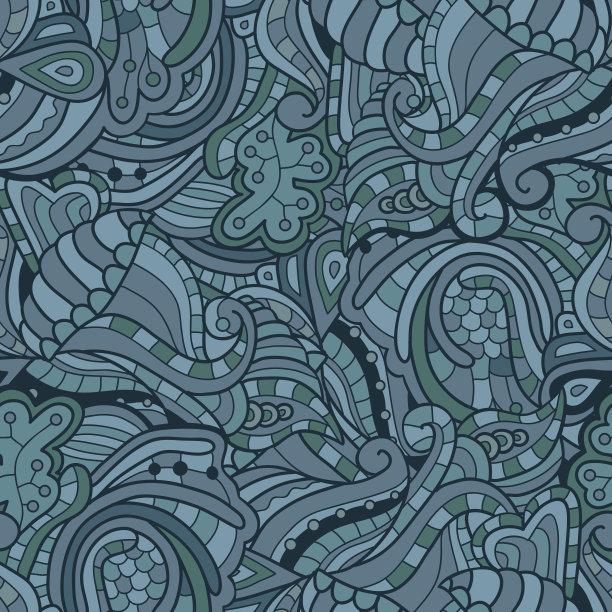 向量无缝纹理与抽象的花图片下载