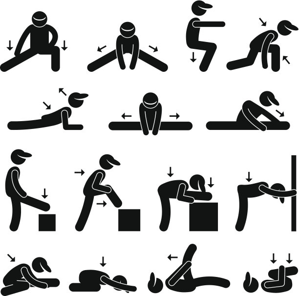 身体伸展运动Stick Figure象形图标图片下载