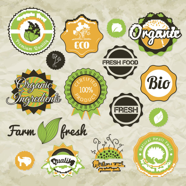 收集绿色矢量标签，徽章和图标图片下载