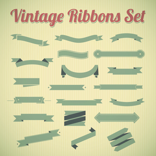 复古风格的丝带系列。图片下载