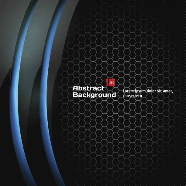 黑色蜂窝背景与蓝色曲线图片下载
