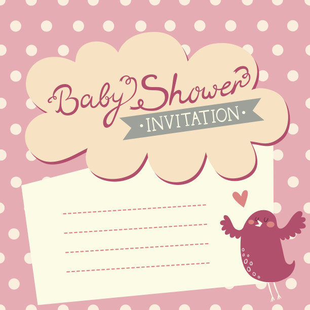 宝宝派对邀请可爱的小鸟图片下载