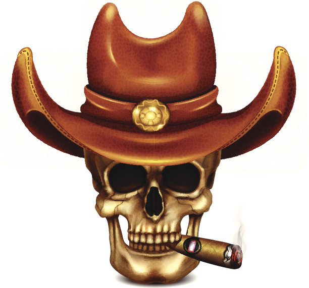 牛仔帽和雪茄骷髅图片下载