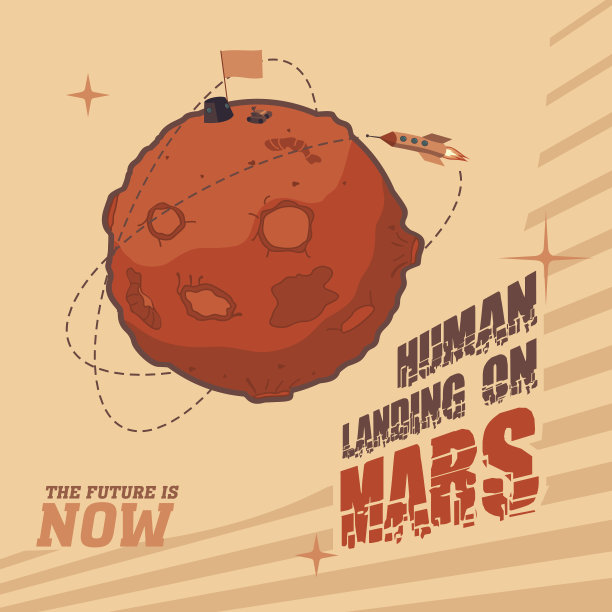 人类登陆火星的经典太空明信片图片下载
