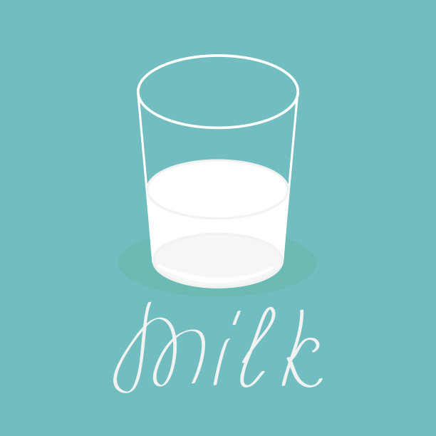牛奶玻璃。平面设计。卡。图片下载