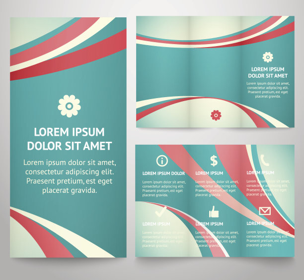 专业的绿红三折商业传单图片下载