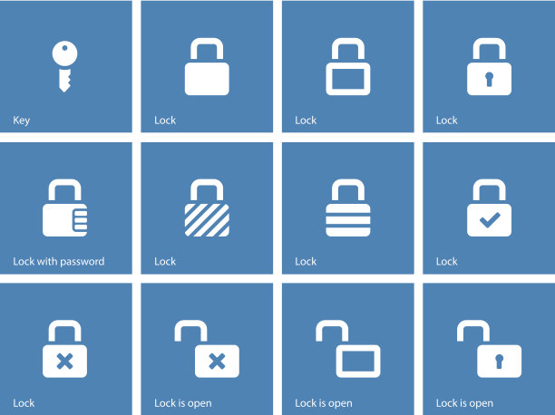将图标锁定在蓝色背景上。图片下载