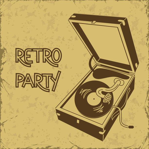 邀请参加留声机复古派对图片下载