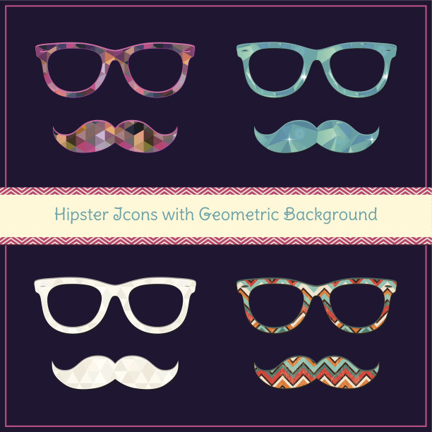 嬉皮士图标与几何Grunge背景图片下载