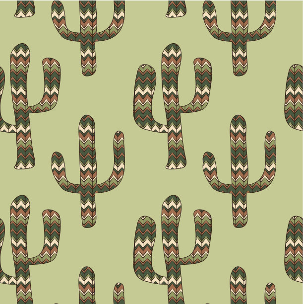 无缝绿色背景与仙人掌图片下载