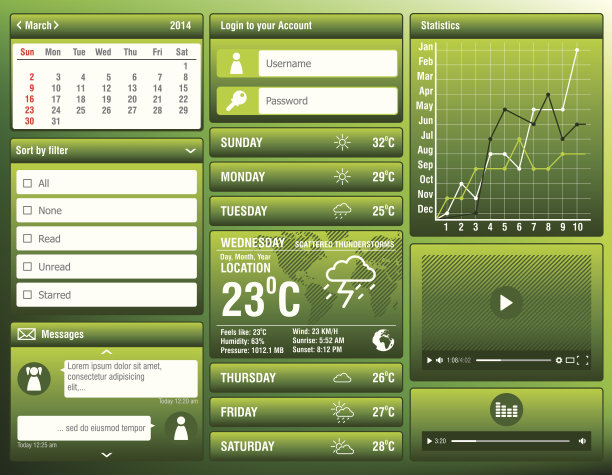 面向移动应用的平面设计元素图片下载