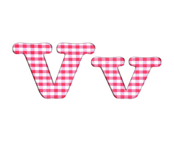 Abc布方格布，字母V。图片下载