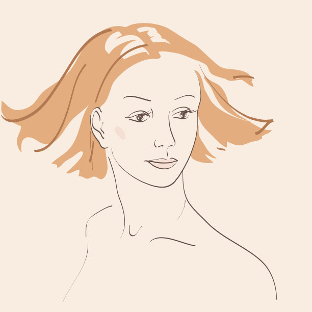 美丽的女人脸手绘肖像插图素材图片