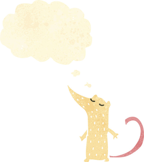 带有语音泡泡的复古卡通白鼠图片下载