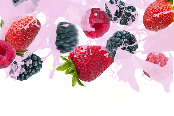 浆果掉进了酸奶里图片下载