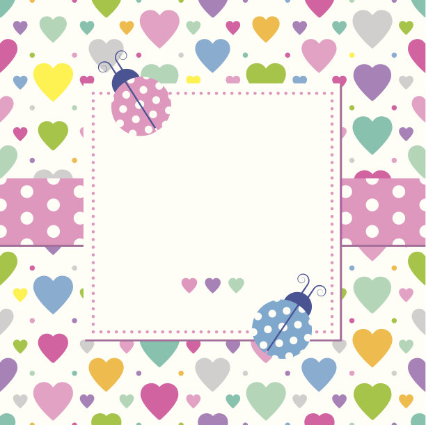 瓢虫和心形贺卡图片下载