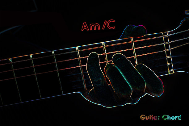 黑暗背景下的吉他和弦图片下载