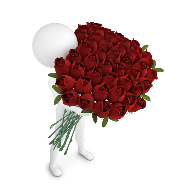 拿着玫瑰花束的白人图片下载