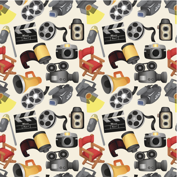 卡通电影设备无缝图案图片下载