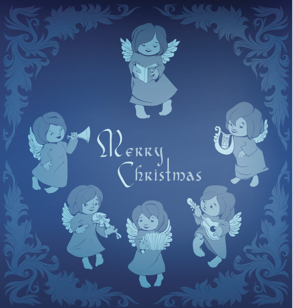 唱歌的天使装饰角落圣诞图片下载