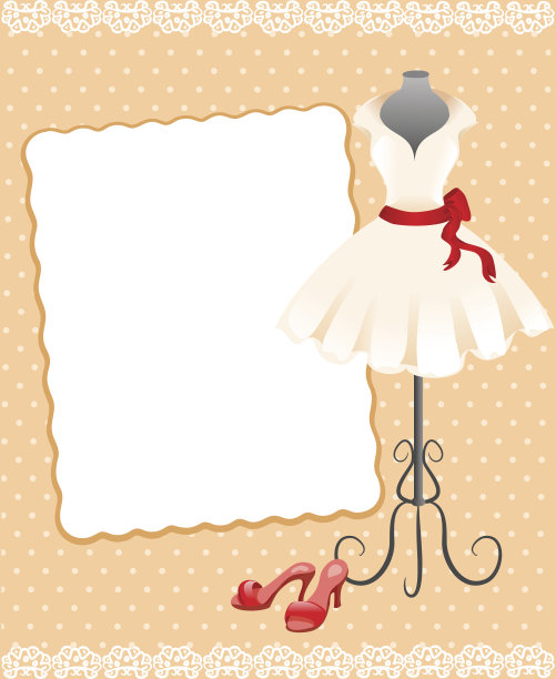 有模特，裙子和鞋子的卡片图片下载