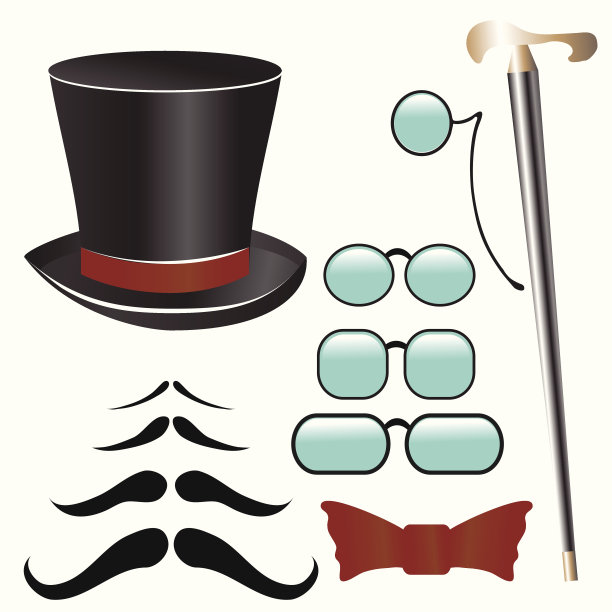 八字胡和复古配饰图片下载