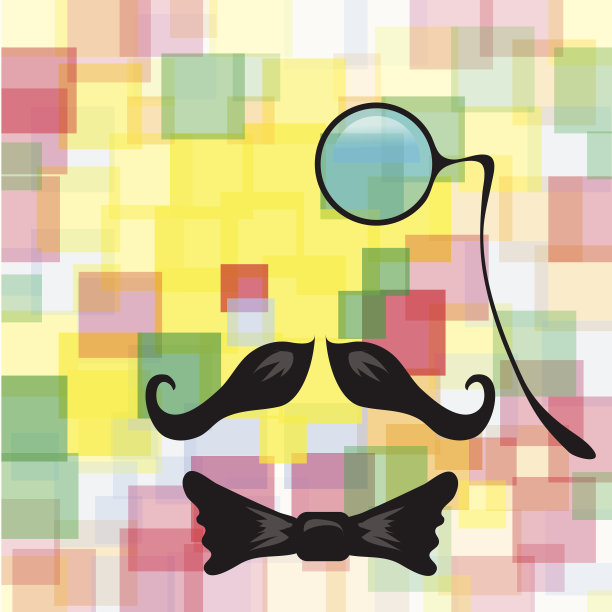 复古的单片眼镜，小胡子和领结图片下载