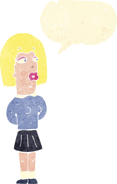 复古卡通丑女孩说话图片下载
