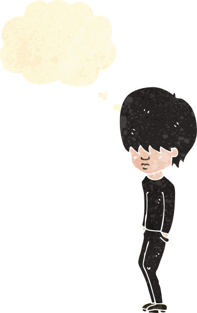 怀旧卡通少年与思想泡沫图片下载