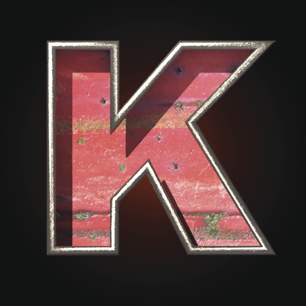 向量旧金属字母k图片下载