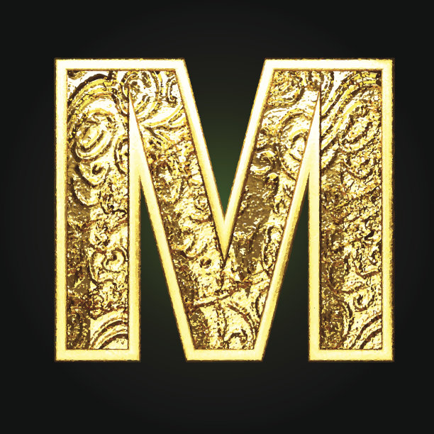 向量金色切割图形m图片下载