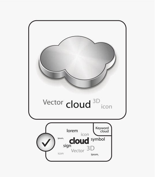 矢量金属3d云图标图片下载