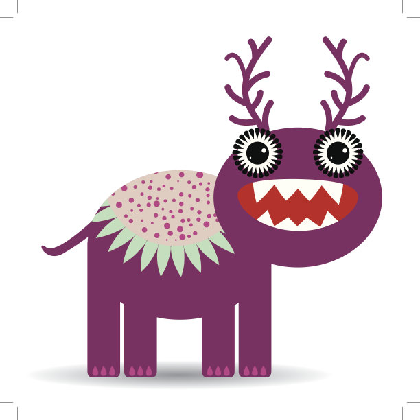 可爱的卡通怪物在一个白色的背景。向量图片下载