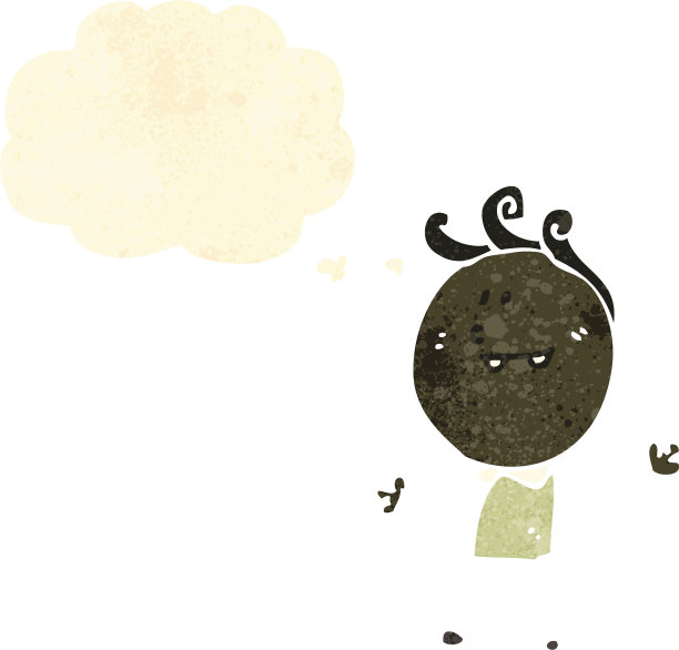 带有思想泡泡的复古卡通男孩图片下载