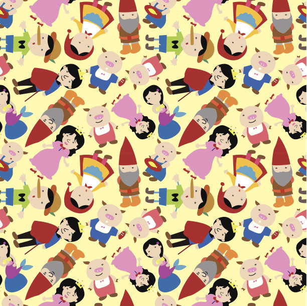 卡通人物故事无缝模式图片下载