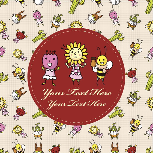 卡通虫和花卡图片下载