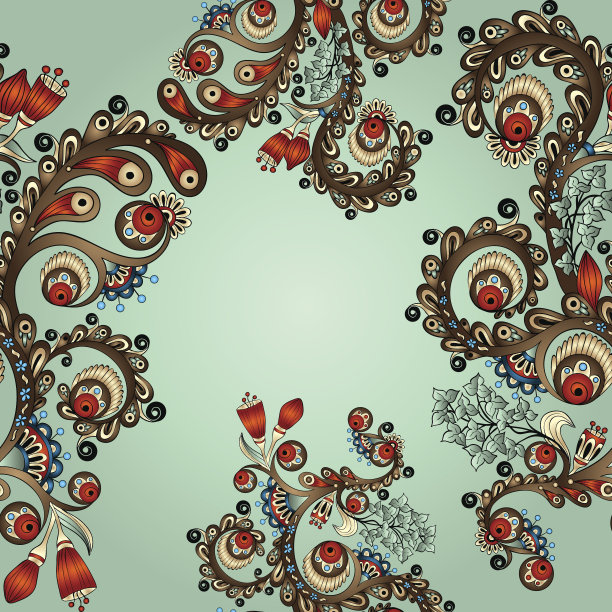 无缝花卉图案与涂鸦和黄瓜图片下载