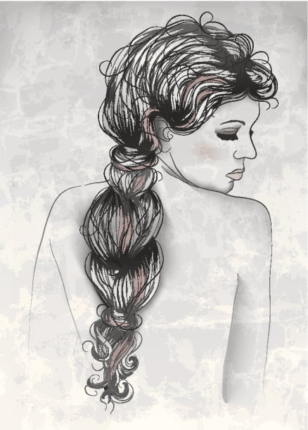 漂亮的女人在手绘风格图片下载