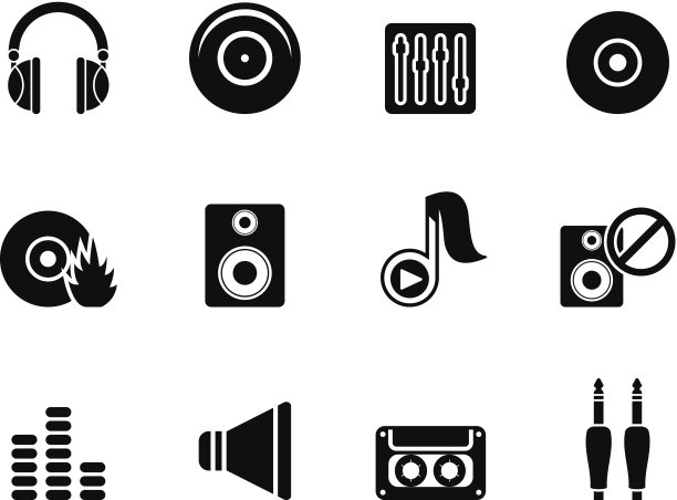 剪影音乐和声音图标图片下载