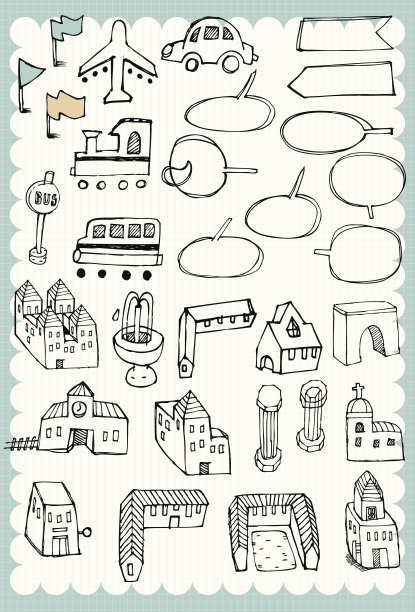 手绘旅行套04图片下载