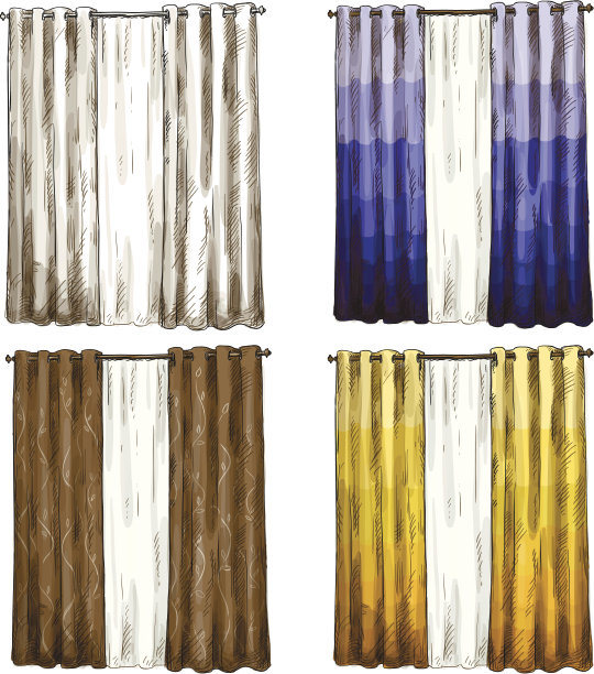 套窗帘素描素描风格图片下载