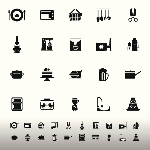 白色背景上的家庭厨房图标图片下载