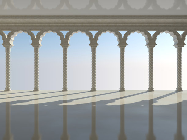 带有拱门和柱子的古典室内设计图片下载