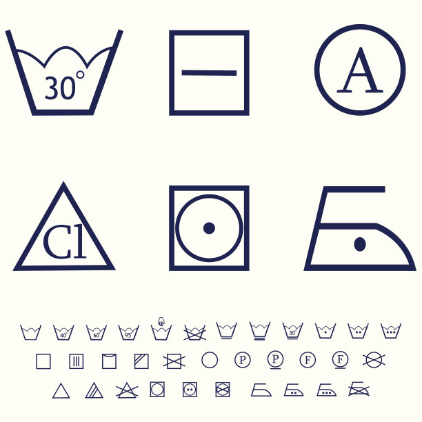 洗涤标志、护理标签图标设置图片下载